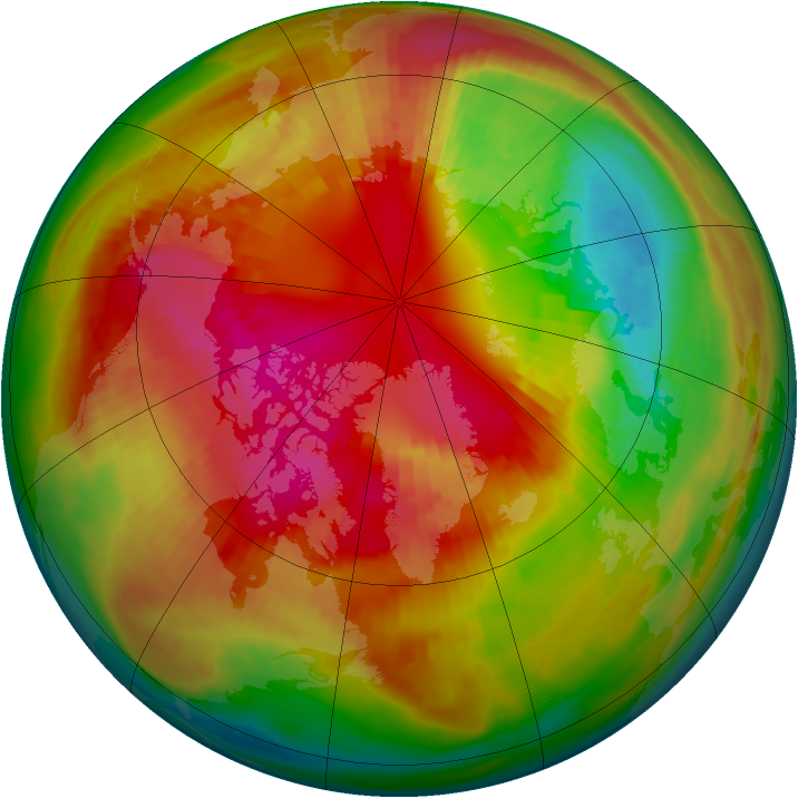 Arctic ozone map for 28 February 1984
